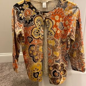 Harold’s floral cardigan, Orange and Yellow